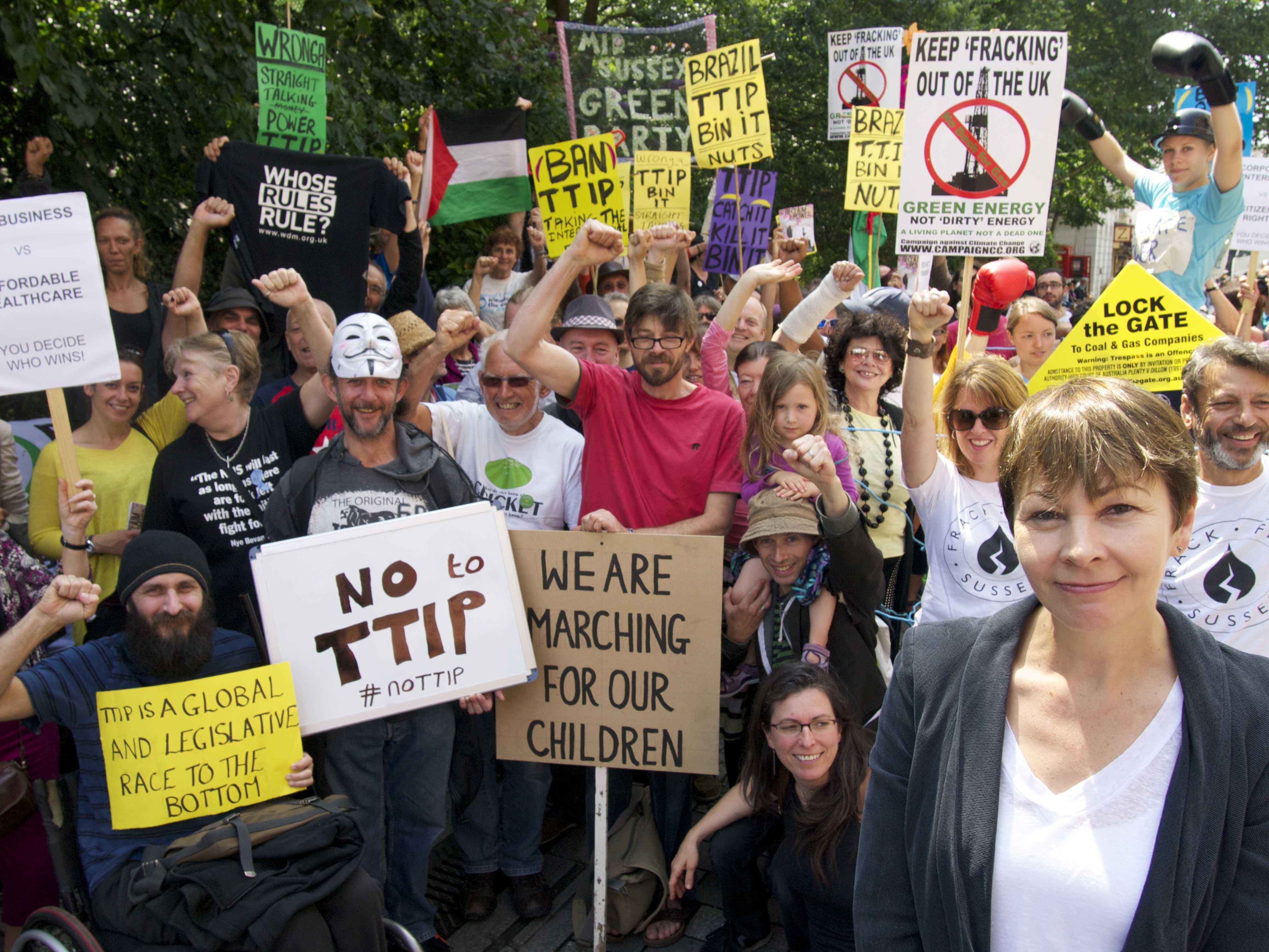 Caroline Lucas group photo IRFAN