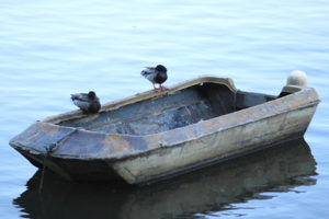 Battered dinghy