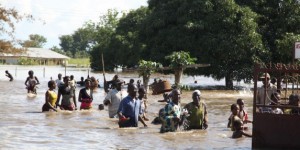 People in flood water